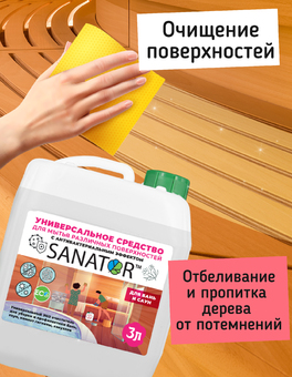 Антибактериальное ЭКО средство для бани и сауны SANATOR, 3 литра